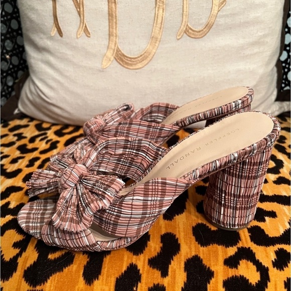 LOEFFLER RANDALL Penny Plaid Bow Heels Mules EUC - Picture 6 of 9
